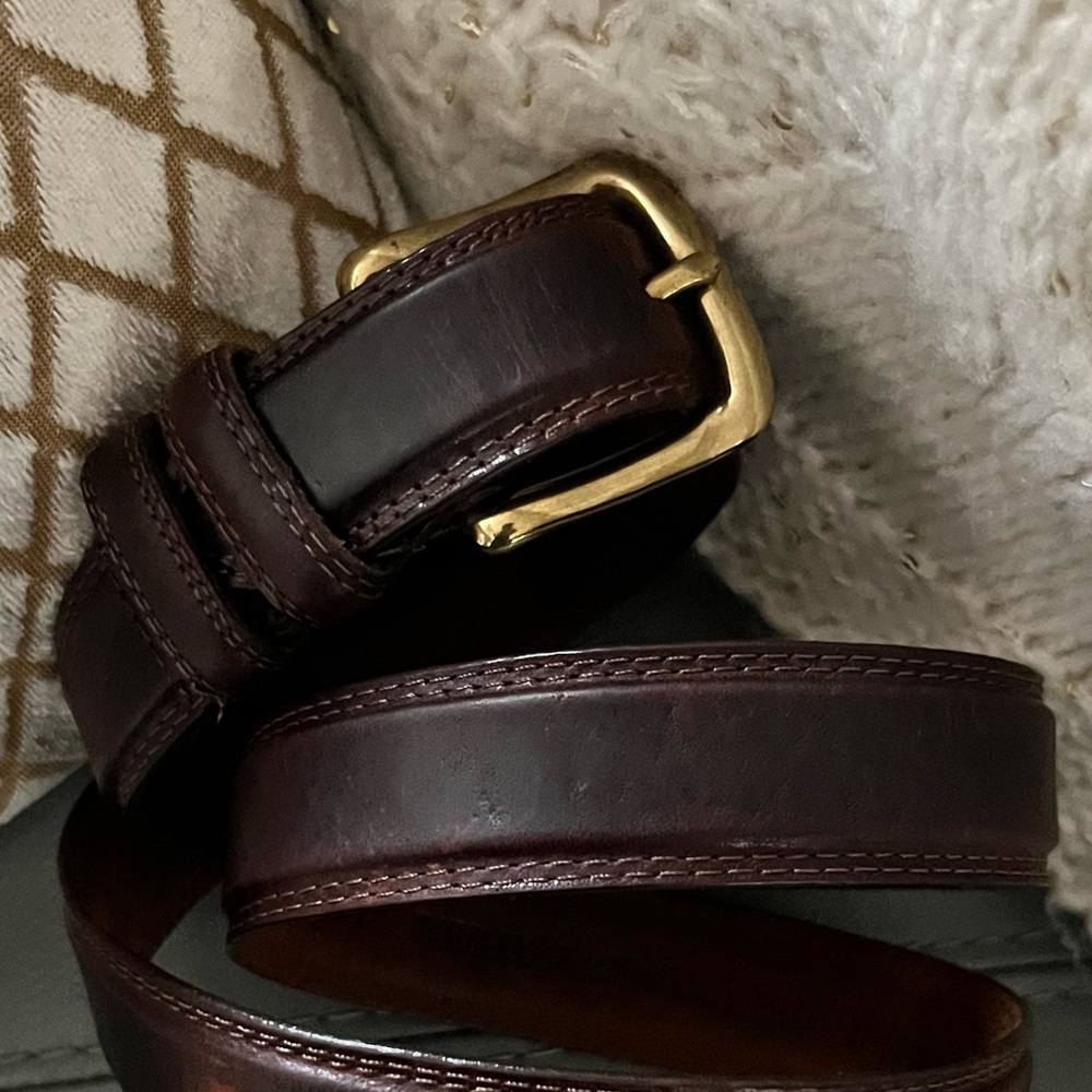 Vintage BROWN Genuine LEATHER OIL TANNED COWHIDE Belt With SOLID BRASS BELT 38